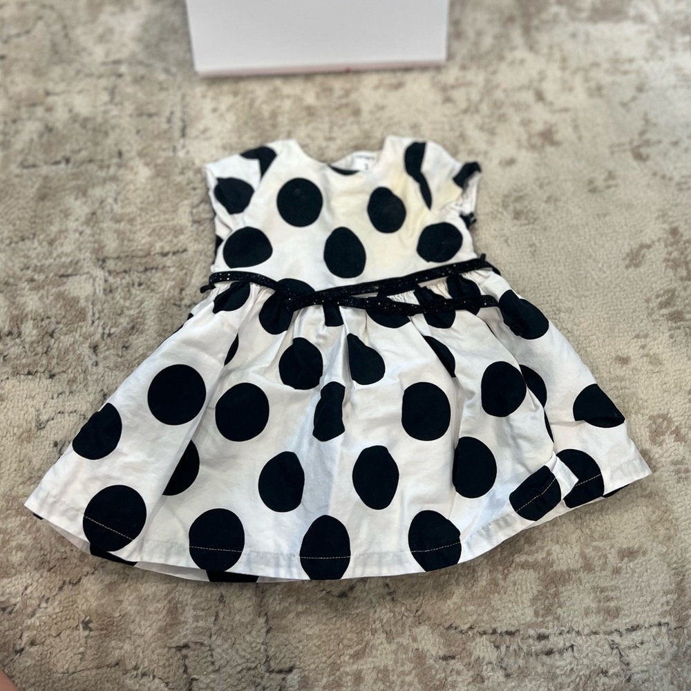 0-3 Black and White Polka Dot Infant Dress